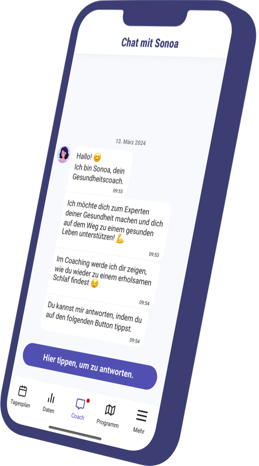 Darstellung des Chats mit dem digitalen Coach.