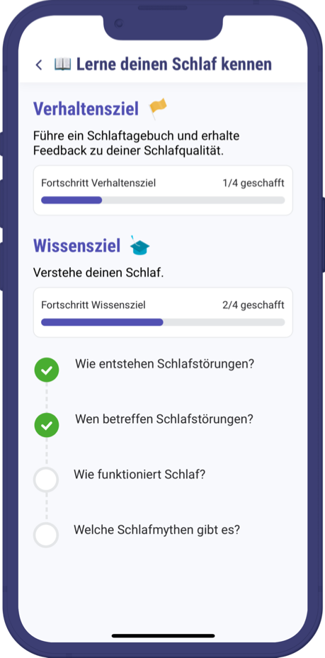 Darstellung des Modulfortschrittes innerhalb der App.